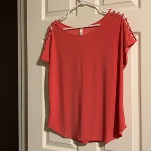 Coral cage sleeve blouse